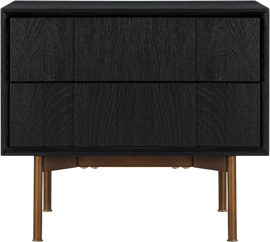 Armen Living Carnaby Queen 3 Piece Bedroom Set in Black Brushed Oak Wood