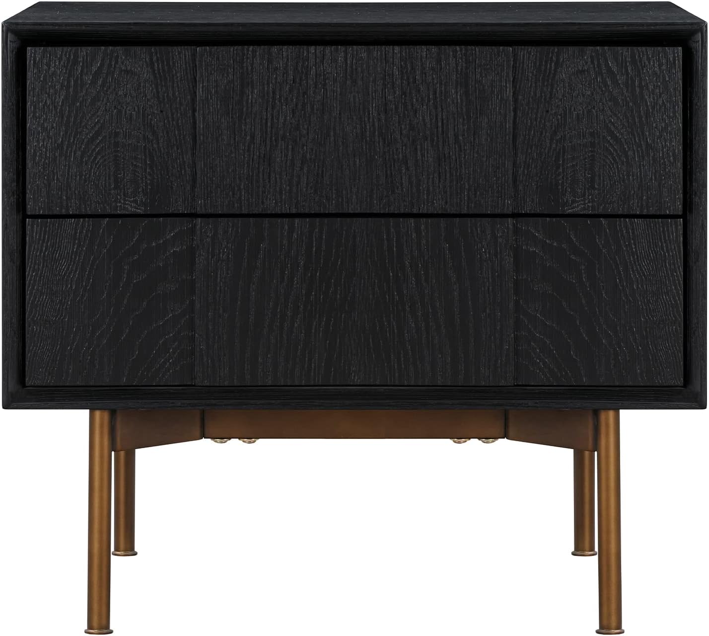 Armen Living Carnaby Queen 3 Piece Bedroom Set in Black Brushed Oak Wood