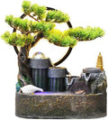 Tabletop Fountain Rockery, Flowing Water Bonsai Circular Fountain Decoration Indoor Porch Living Room Tabletop Decoration Green Plant Tabletop Landscape Tabletop Water Fountain (Size : Small)
