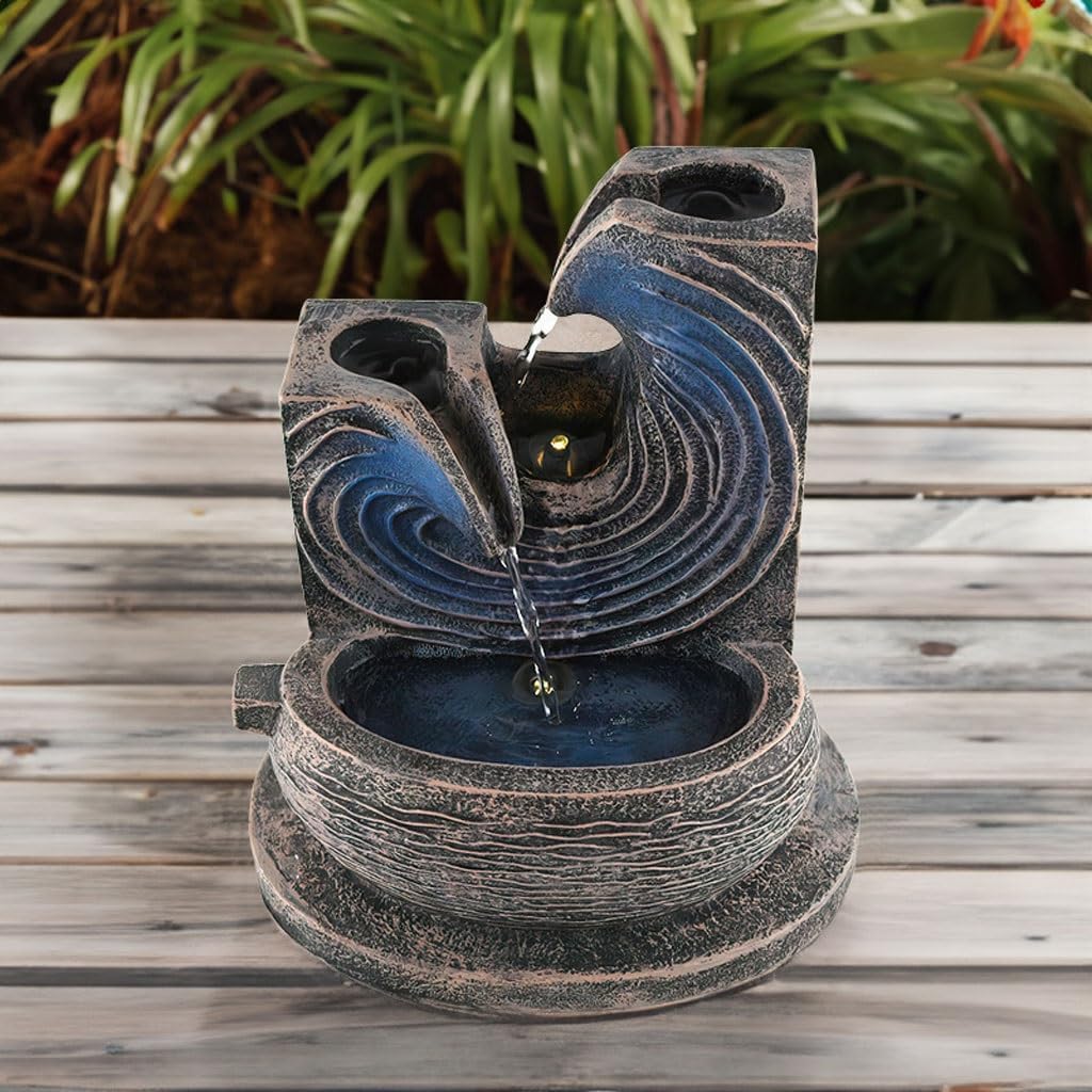 GUERNSEY Tabletop Fountain Resin Water Fountain Ornaments Circulating Water Small Office Desktop Coffee Table Decoration Ornaments Indoor Fountain