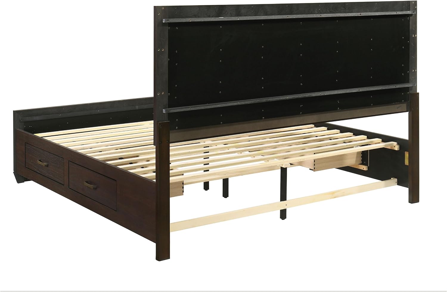 Coaster Home Furnishings Kauffman Transitional 4-Piece Bedroom Set Eastern King Size Storage Panel Bed Frame 54-inch Headboard Dark Cocoa 204390KE-S4
