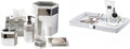 Creative Scents Quilted Mirror White Bathroom Accessories Set - 7 Pc Bathroom Set Includes Trash Can, Tissue Cover, Vanity Tray, Soap Dispenser, Toothbrush Holder, Tumbler & Soap Dish (Quilted Mirror)