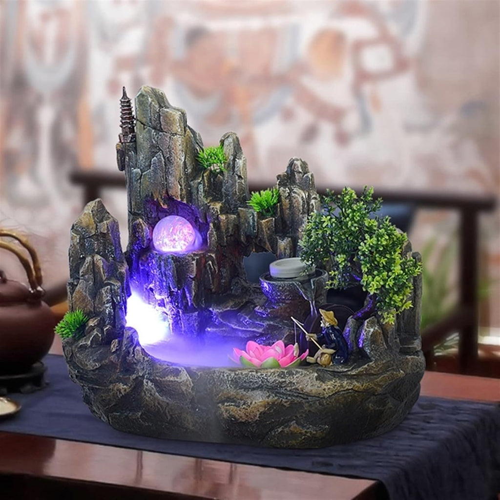 HIHELO Desktop Fountain Tabletop Fountain Rockery Water Fountain Decoration Living Room Decoration Waterfall Fountain Office Desktop Decoration Water Fountain Outdoor (Size : 1)