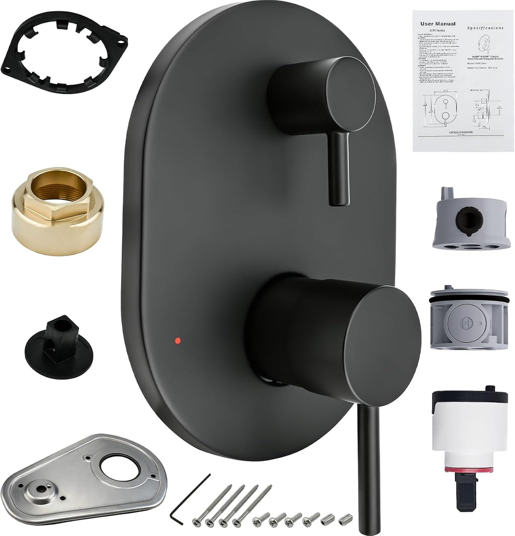 UT3290BL Shower Valve Trim Kit for Moen Align Matte Black M-CORE 3-Series 2-Handle Shower Faucet Trim, Shower Handle UT3290 UT3290BN UT3290BG, Include 1213 Cartridge, U232 U362 Valve Required. -2 Year