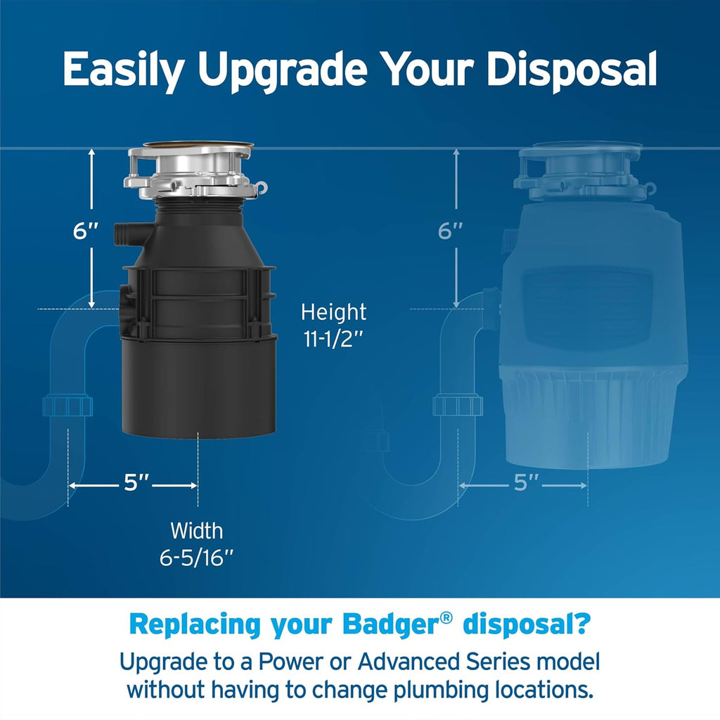 InSinkErator Badger 1 Garbage Disposal, Badger Series 1/3 HP Continuous Feed Food Waste Disposer