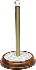 MACKENZIE-CHILDS Wood Paper Towel Holder, Decorative Paper Towel Holder for Kitchen, Grey-and-White Sterling Check