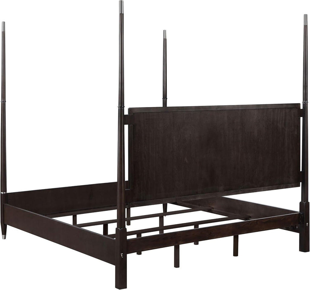 Coaster Home Furnishings Emberlyn Mid-Century Modern 4-Piece Bedroom Set Queen Size Four-Poster Bed Frame 84-inch Headboard Brown 223061Q-S4