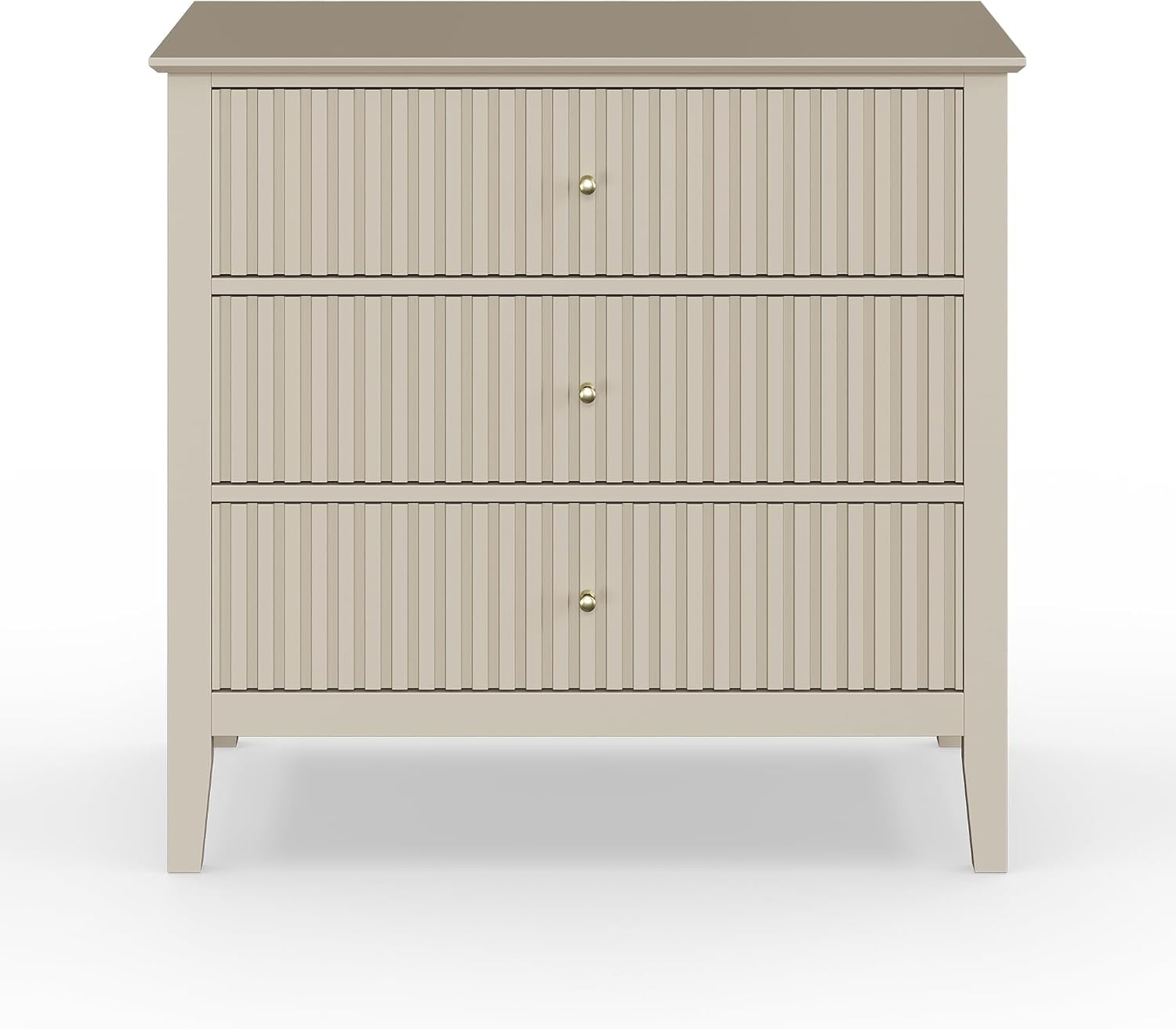 May in Color Large Beige Fluted 3 Drawer Dresser Set of 2, Chest of Drawers with Ball Bearing Slide Modern 30 inch Tall Wood Nightstand with Spacious Storage for Bedroom Hallway Living Room Entryway