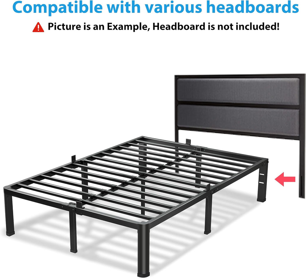 VIPSHOW 18 Inch California King Bed Frame, 3500Lbs Heavy Duty Metal Platform with Round Corner Legs Mattress Slide Stopper, Steel Slat Support No Box Spring Needed, Noise Free, Non-Slip, Easy Assembly