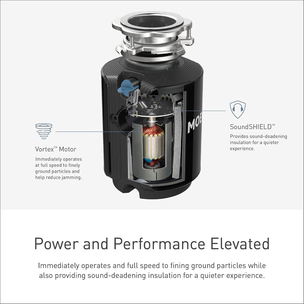 Moen Prep Series PRO 1/2 HP Continuous Feed Compact Garbage Disposal, Power Cord Included, GXP50C (Pack of 2)