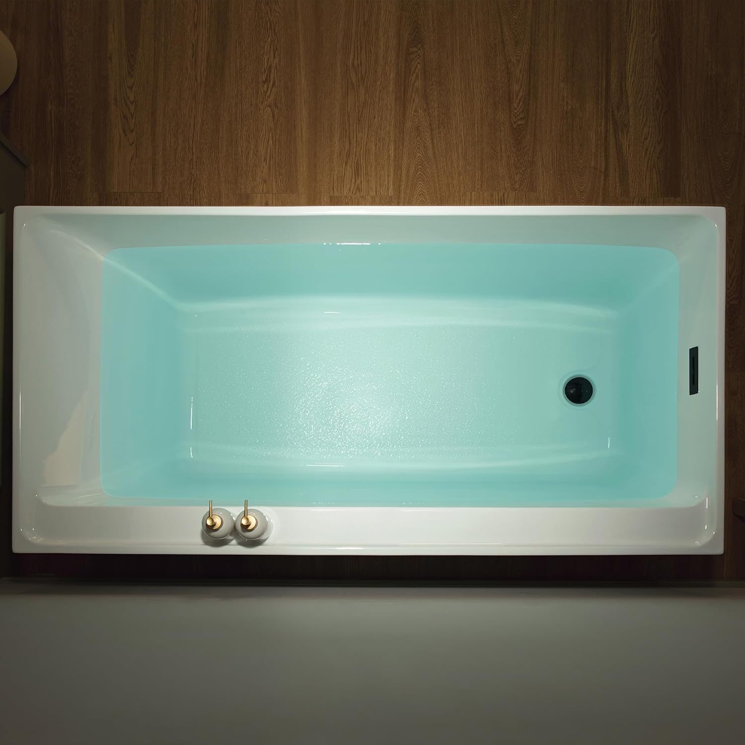 WOODBRIDGE 59' L x 29-1/2' W Freestanding Contemporary Soaking Bathtub with Matte Black Drain & Overflow, White, B5910-MB