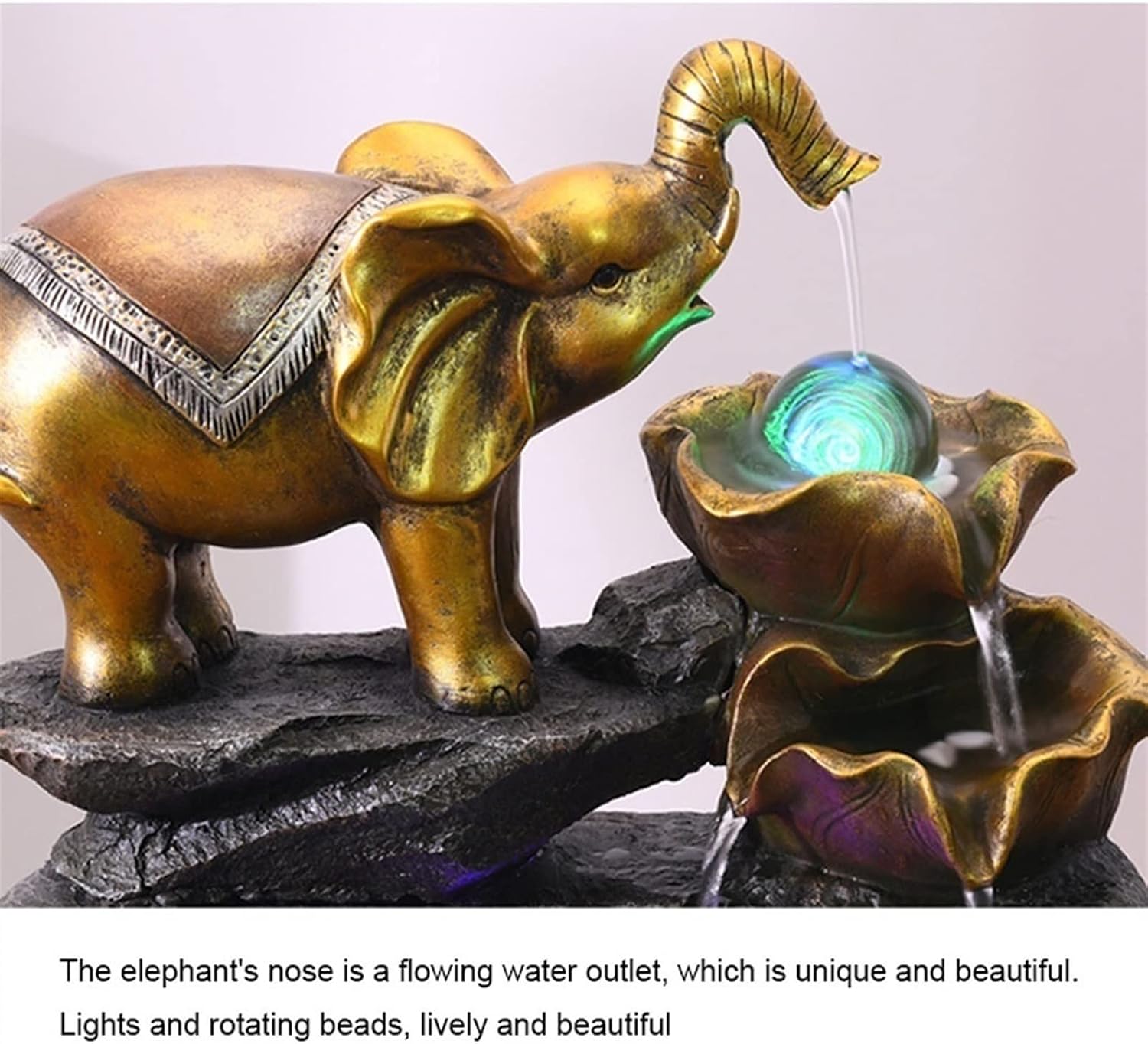 HIHELO Desktop Fountain Tabletop Fountain Elephant Flowing Water Fountain Landscape Indoor Living Room Decorations with Atomizer Desktop Decoration Water Fountain Outdoor