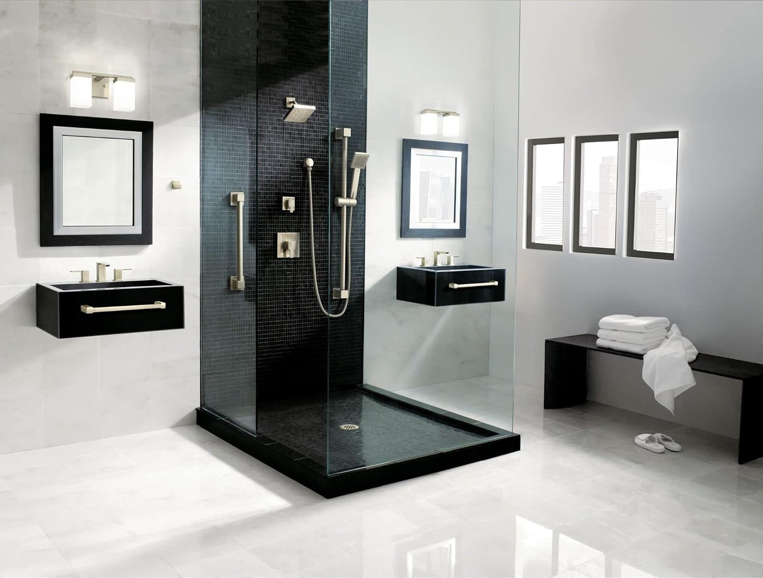 Moen TS2712 Posi-Temp Square High Pressure Shower Head and Single Handle Shower Trim Kit, Valve Required, Chrome