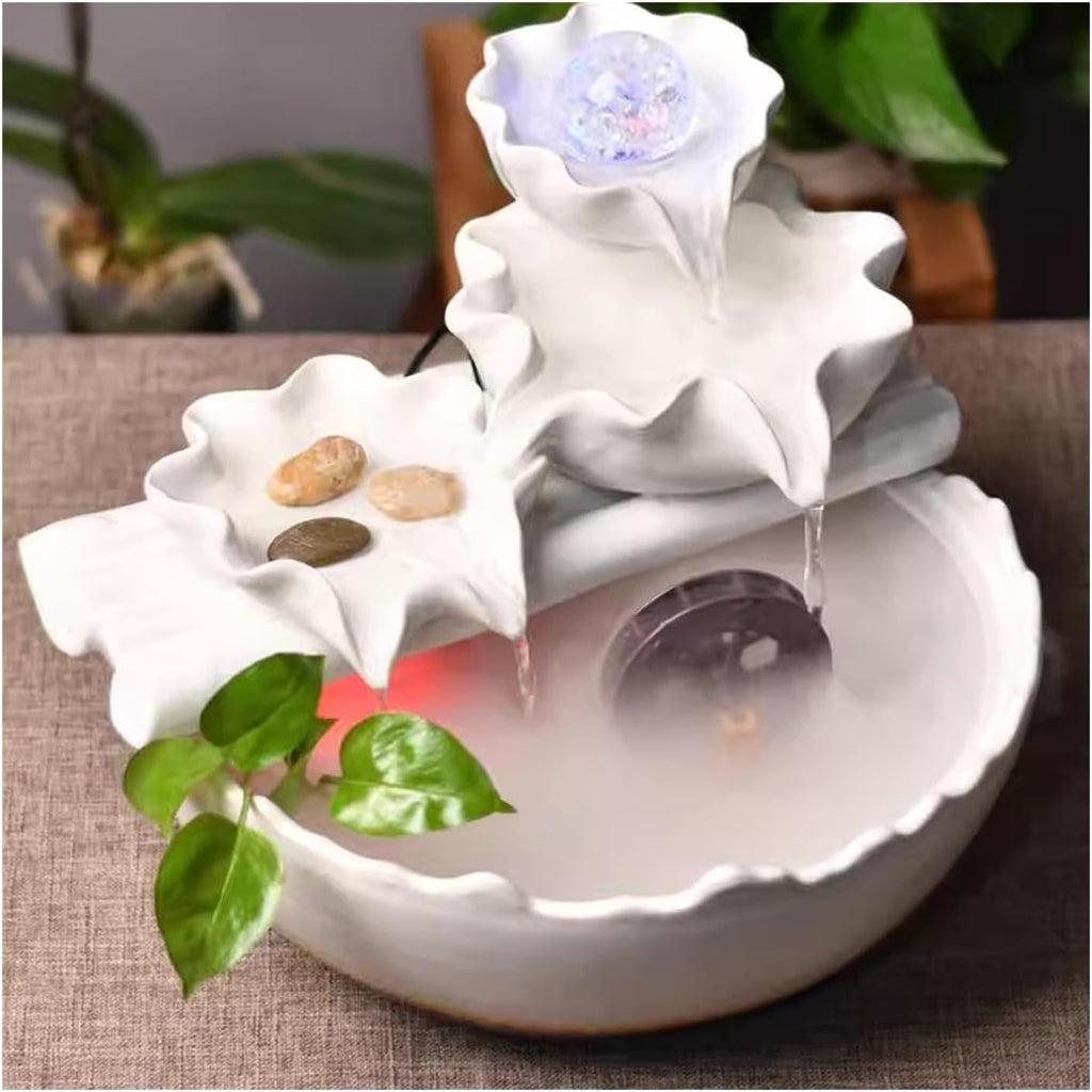 Tabletop Fountain Home Creative Wealth Attraction Decoration Desktop Crystal Beads Moisturizing Fountain Fish Tank Gift Ceramic Desktop Decoration Tabletop Water Fountain