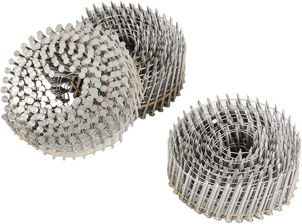 marddpair 3600 Count 1-3/4-Inch x .090-Inch 15-Degree Ring Shank Stainless Steel Siding Nails Collated Wire Coil for Wood or Fencing