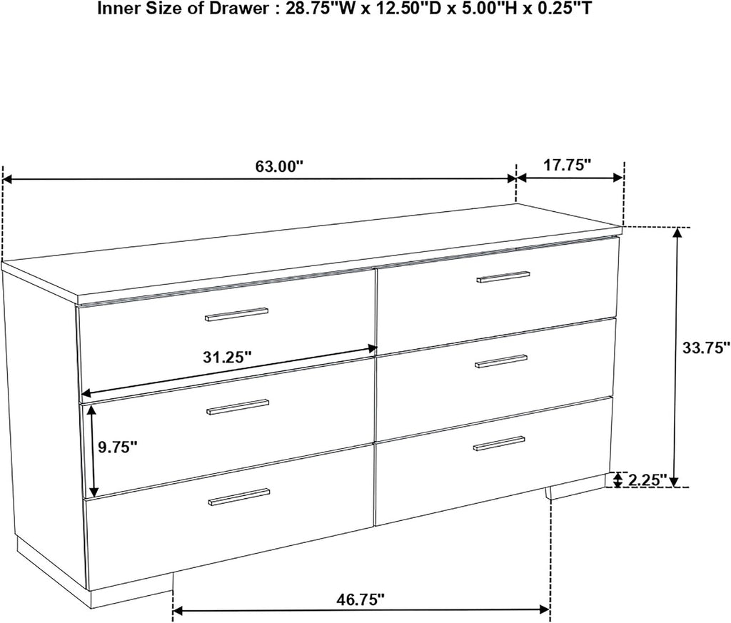 Coaster Home Furnishings Felicity Contemporary 4-Piece Bedroom Set Queen Size LED Panel Bed Frame 49-inch Headboard White High Gloss 203500Q-S4