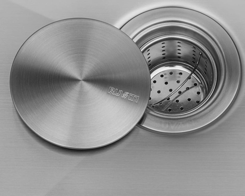 Ruvati 30-inch Rounded Corners Slope Bottom Offset Drain Undermount Kitchen Sink Single Bowl - 16 Gauge Stainless Steel Kitchen Sink with Brushed Finish hides scratches, Easy-to-Clean - RVH7480