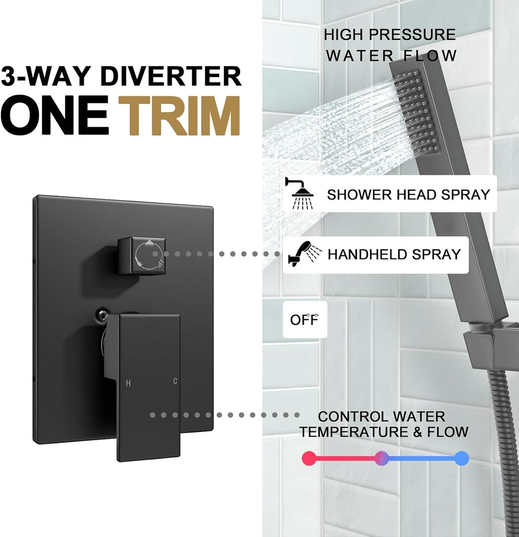 Lava Odoro 2-Setting Shower Faucet Set and Bathroom Faucet, Matte Black