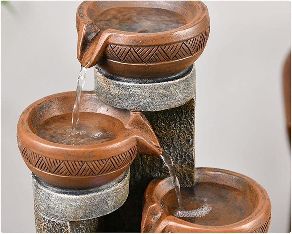 HIHELO Tabletop Fountain Retro Circulating Water Fountain Home Living Room Desktop Decoration Entrance TV Cabinet Office Decorative Fountain Indoor Fountain