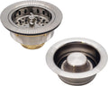 Westbrass D2155-07 Wing Nut Style Large Kitchen Basket Strainer with Waste Disposal Flange and Stopper, Satin Nickel