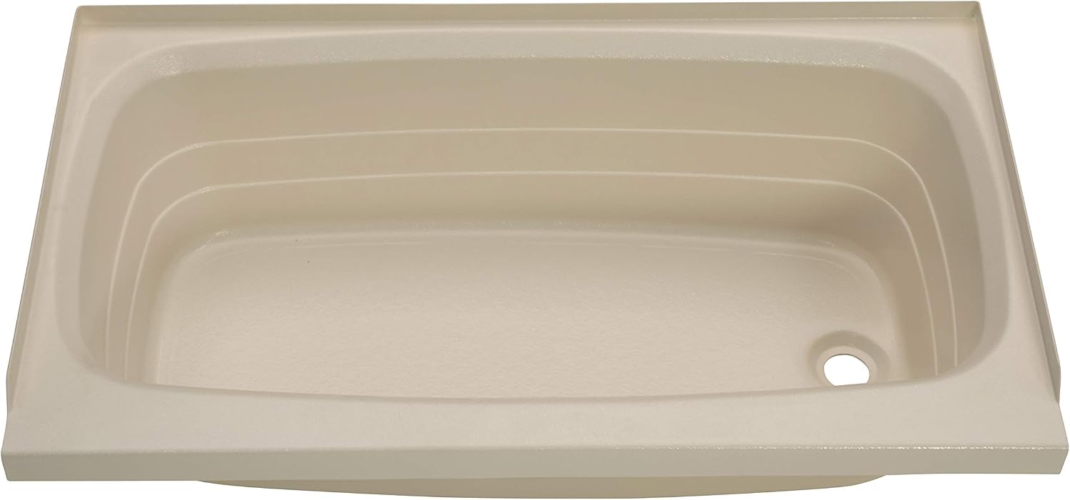 Lippert Replacement 24' x 40' Parchment Bathtub with Right Drain, Scratch-Resistant ABS Acrylic for RVs, Travel Trailers, 5th Wheels, Motorhomes - P2440RHSPK