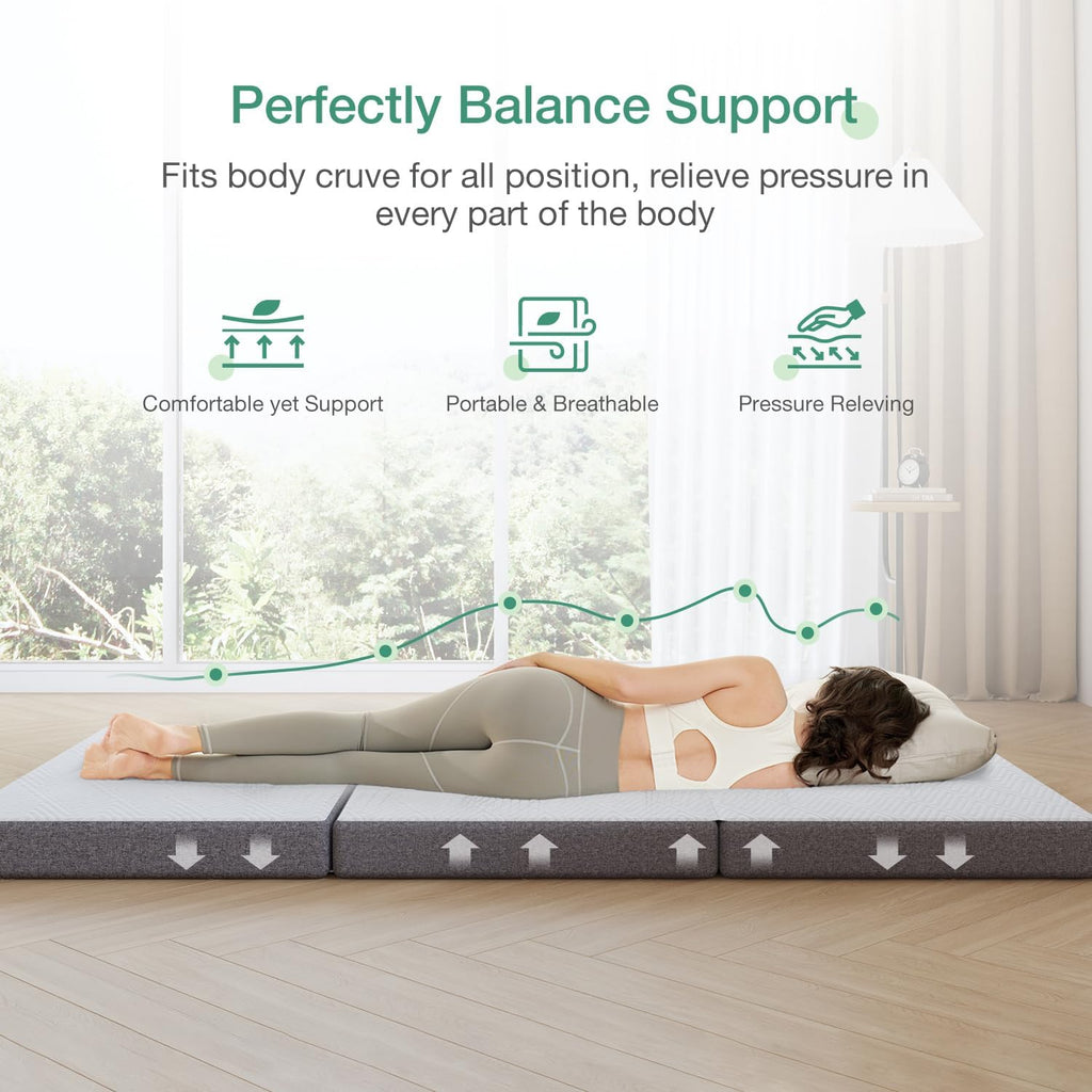 Novilla Folding Mattress Queen, 4 Inch Cozy Gel Foam Fodable