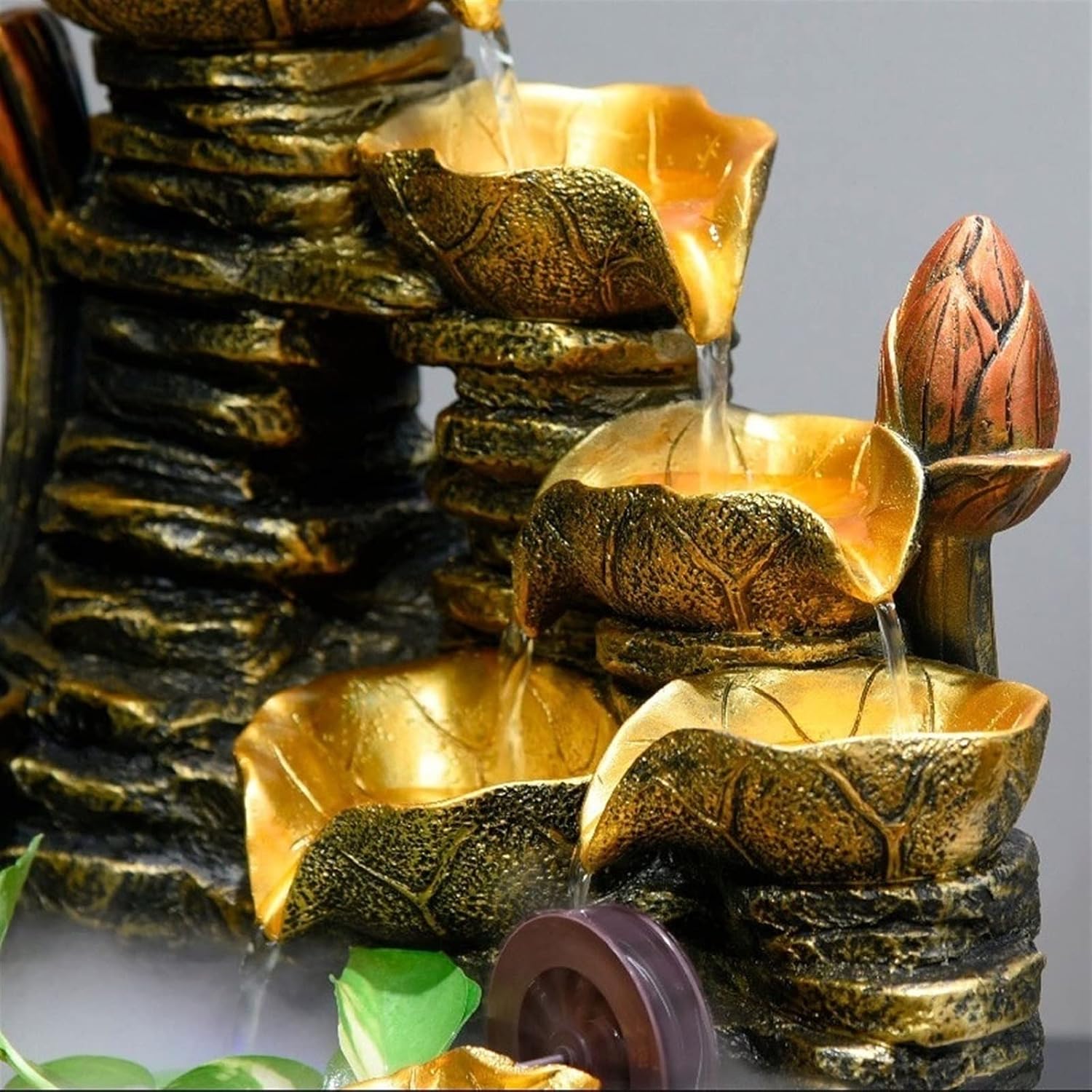 HIHELO Desktop Fountain Tabletop Fountain Rockery Flowing Water Landscape Fountain Fengshui Wheel Circulating Water Desktop Decoration Lucky Ornaments Water Fountain Outdoor (Size : Large)