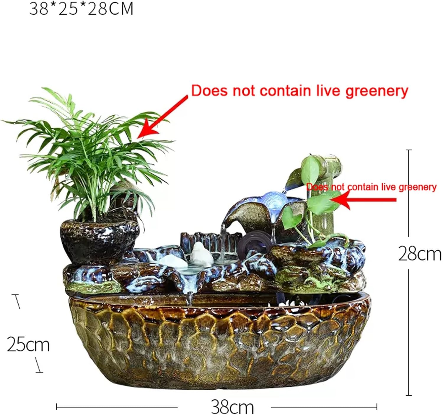 HIHELO Desktop Fountain Ceramic Tabletop Fountain Indoor Waterfall Fountain Decorative Tabletop Fountain for Bedroom, Office, Living Room Water Fountain Outdoor