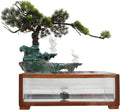 Tabletop Water Fountains Indoor Waterfall with Mist Fake Plants for Feng Shui Wealth Boom Desk Fountain with Fish Tank Pump Atomizer for Meditation in Living Room Bedroom Entrance Yoga Room