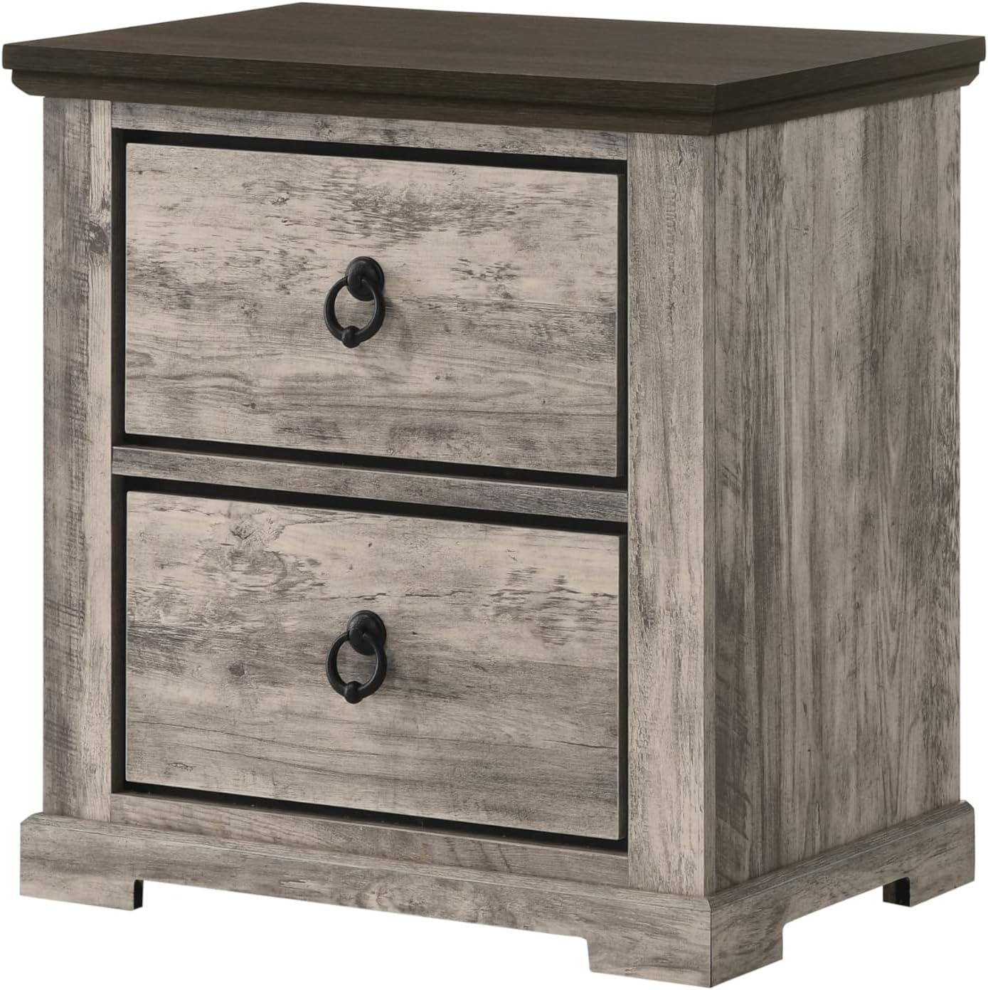 Generic Rustic Gray Poster Queen Size 6pc Panel Bed Set Storage Wooden Master Bedroom Furniture, Grey