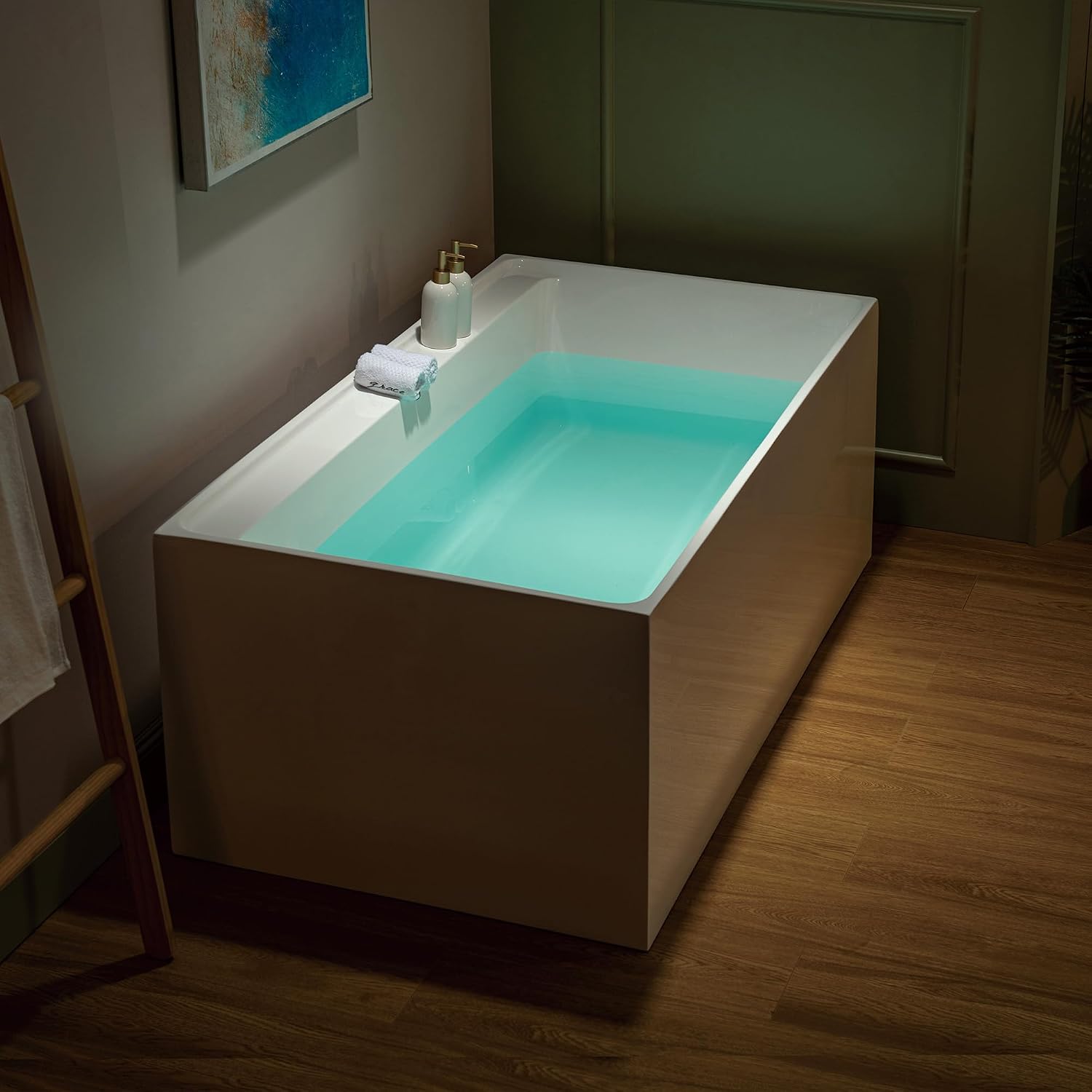 WOODBRIDGE 59' L x 29-1/2' W Freestanding Contemporary Soaking Bathtub with Brushed Nickel Drain & Overflow, White, B5910-BN