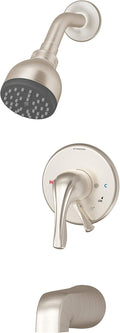 Symmons S-9602-PLR-1.5-TRM-STN Origins Single Handle 1-Spray Tub and Shower Faucet Trim in Satin Nickel - 1.5 GPM (Valve Not Included)