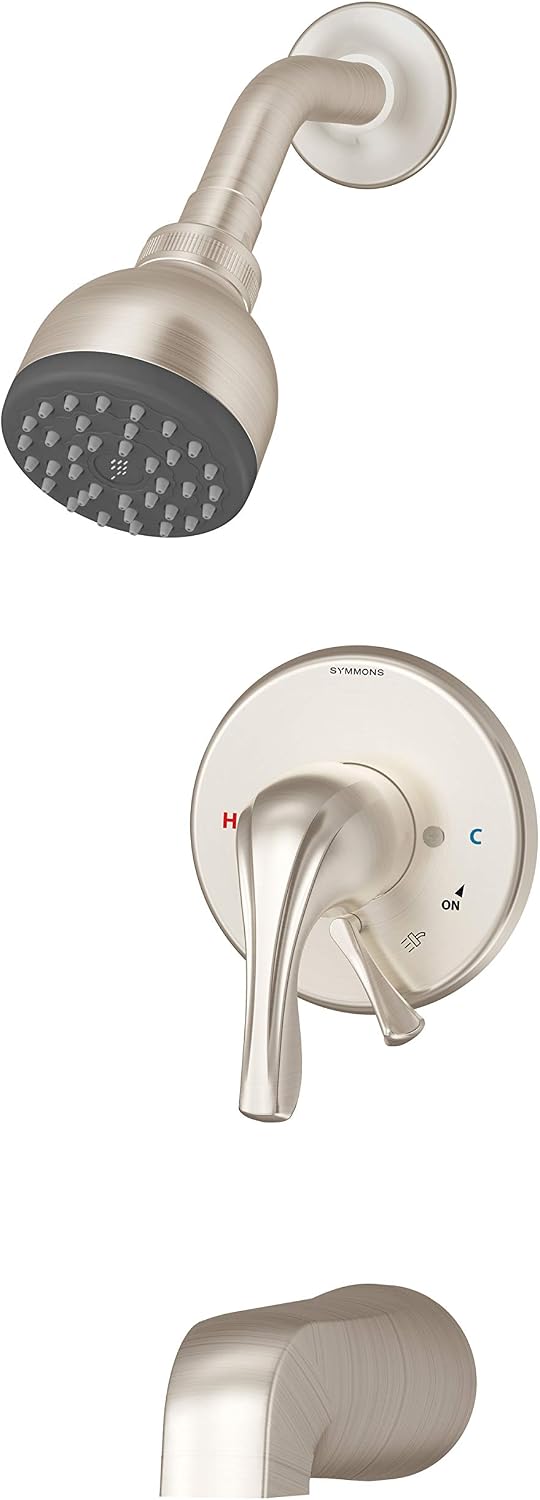 Symmons S-9602-PLR-1.5-TRM-STN Origins Single Handle 1-Spray Tub and Shower Faucet Trim in Satin Nickel - 1.5 GPM (Valve Not Included)