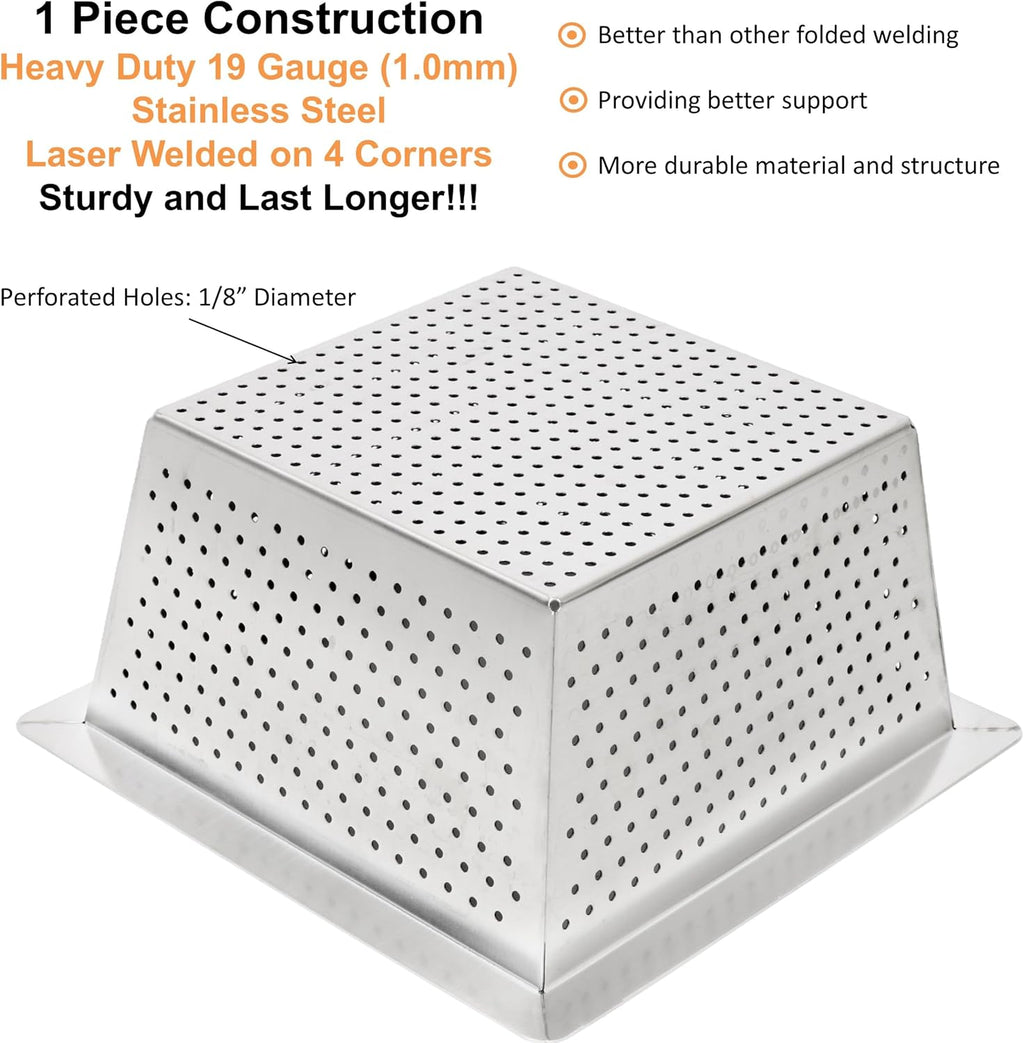 Leyso Stainless Steel Floor Sink Top Hang Basket Strainer Sink Drain Cover 10' x 10' x 4-3/4' for Kitchen, Restaurant, Bar, Buffet (4-3/4'H SS x 4)