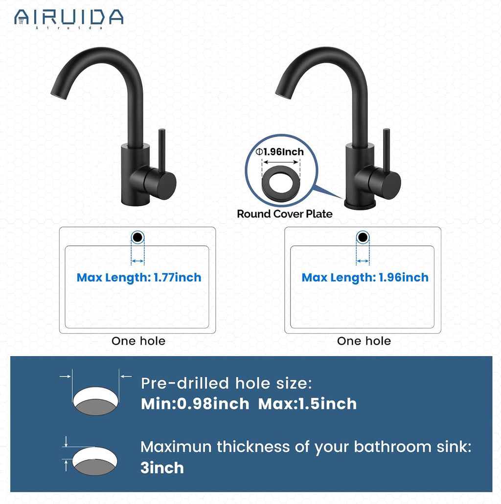 Airuida Bar Sink Faucet Single Hole Single Handle Bathroom Sink Faucet Kitchen Shower Faucet Set and Handle Set Single Function Shower Trim Kit Ceiling Mount Rainfall Shower System