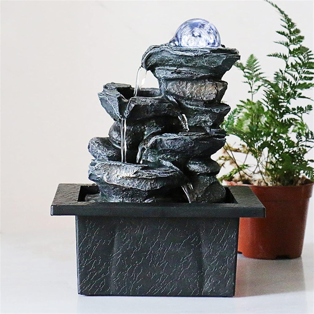 Indoor Tabletop Waterfall Fountain Tabletop Fountain With LED Lights - Indoor Decoration Portable Tabletop Decorative Soothing Relaxation Zen Meditation Waterfall Fountains Meditation Fountain ( Color