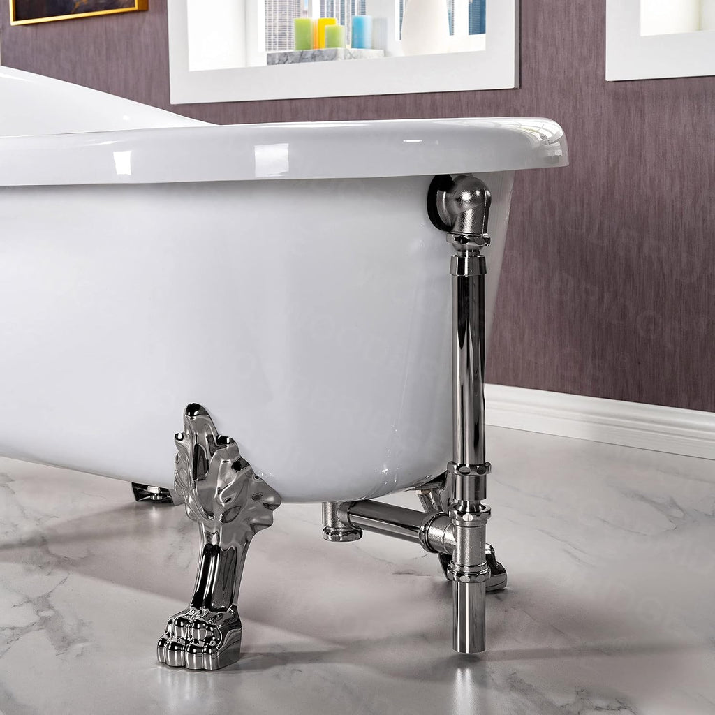 WOODBRIDGE B0023-B/N-Feet+B/NDrain Bathtub, Brushed Nickel