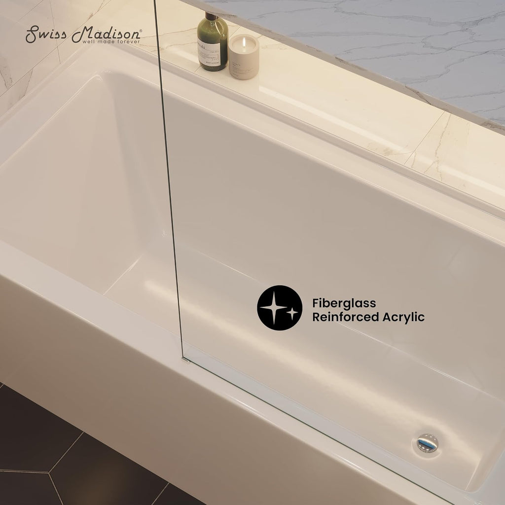 Voltaire 60' x 30' Right Drain Skirted Soaking Bathtub with Apron ADA Height in Glossy White