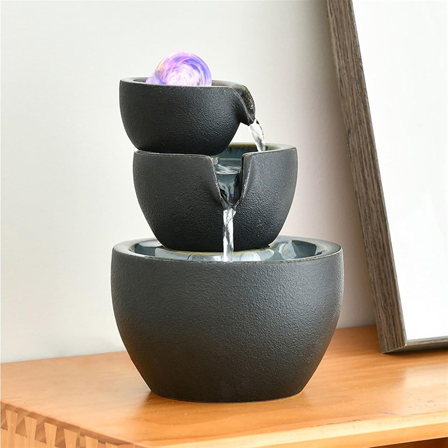 GLigeT Tabletop Fountain Coffee Table Small Ceramic Circulation Fountain Desktop Water Feature Living Room Feng Shui Ornaments Office Entrance Water Fountain Decor