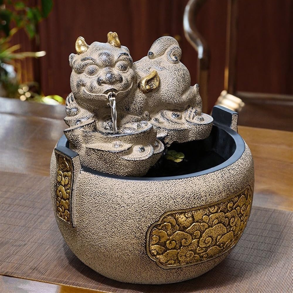 GLigeT Tabletop Fountain Indoor Living Room Office Desktop Circulating Water Feature Indoor Running Water Ornaments Fountain Attracting Wealth Ornaments Water Fountain Decor