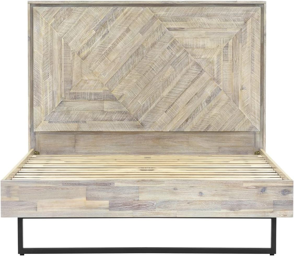 Armen Living Peridot 4 Piece Queen Bedroom Set in Natural Acacia Wood