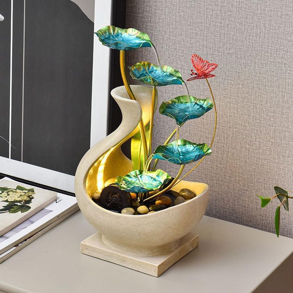 GUERNSEY Tabletop Fountain Office Desktop Living Room Porch Chinese Style Water Ornaments Water Circulation Fountain Study Desktop Decoration Indoor Fountain
