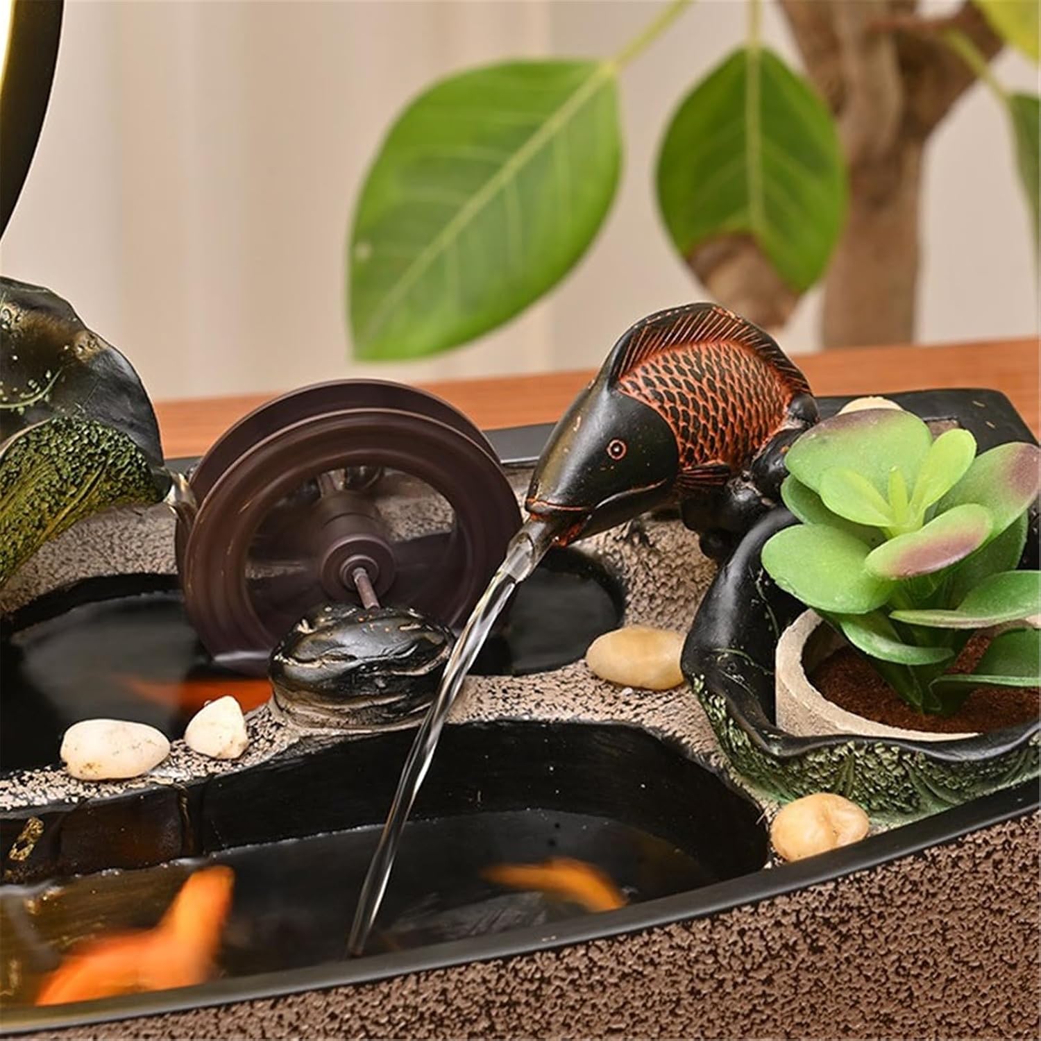 Tabletop Tabletop Fountain Chinese Style Water Ornaments Circulating Waterscape Small Fish Pond Decor