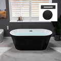 WOODBRIDGE 59' Acrylic Freestanding Bathtub Contemporary Soaking Black Tub with Matte Black Overflow and Drain，B1814-MB