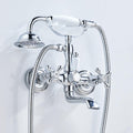 BiaoTeng Vintage Wall Mount Bathtub Faucet Double Cross Handle with 360° Swivel Hot and Cold Brass Bath Tub Faucet Set Antique Chrome