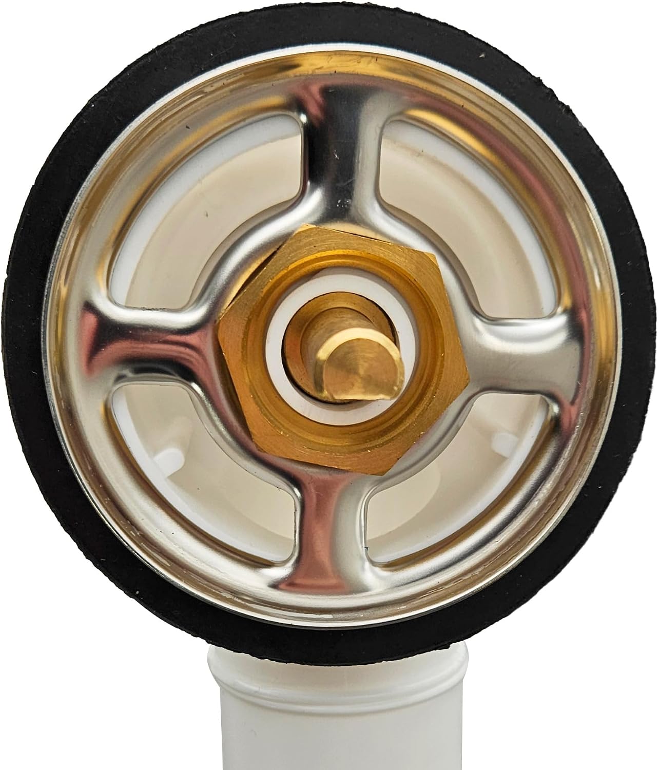 Westbrass A50P35TLE-01 35' Cable Drive Bath Drain Trim Kit with Rotary Overflow Cover Knob, European Stopper and Poly Tubular Pipes, Polished Brass