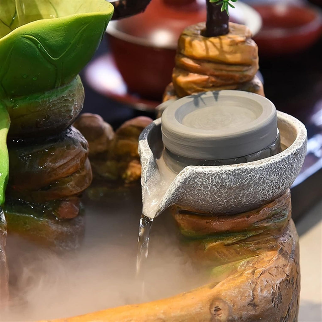 HIHELO Tabletop Fountain Desktop Fountain Indoor Humidifier Landscape Bonsai Office Desktop Decorative Fountain Desktop Lucky Waterfall Fountain Indoor Fountain (Size : Small)