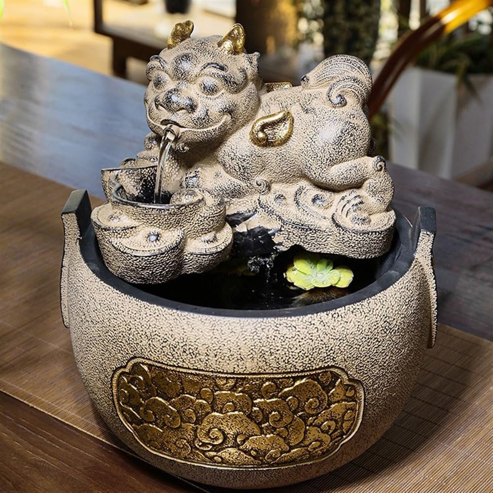 GLigeT Tabletop Fountain Indoor Living Room Office Desktop Circulating Water Feature Indoor Running Water Ornaments Fountain Attracting Wealth Ornaments Water Fountain Decor