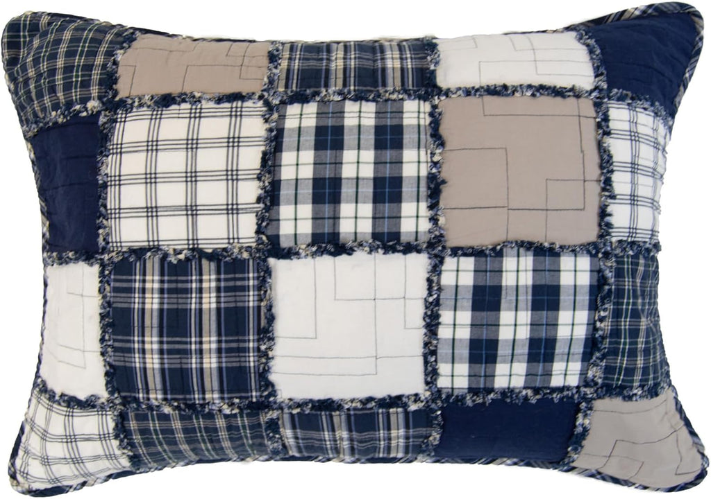 Donna Sharp Checkerboard Indigo- Queen Quilt Set, Measures 90 x 90, Includes 1 Quilt and 2 Standard Shams, Machine Washable