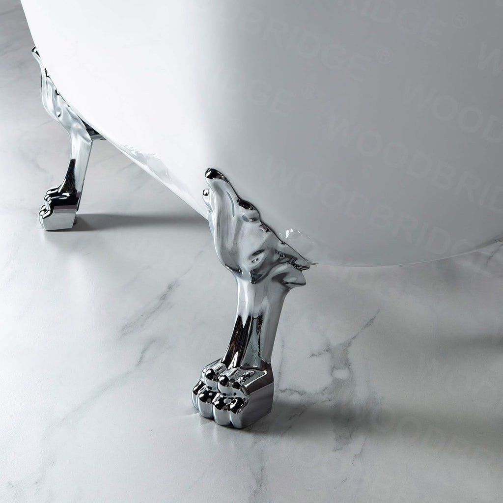 WOODBRIDGE BTA1842-C-Feet+C-Drain Bathtub, Chrome